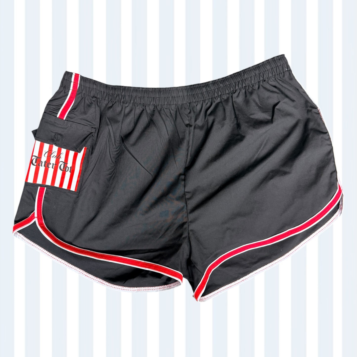 CTT Black Vintage Running Shorts with Stripe Pocket M