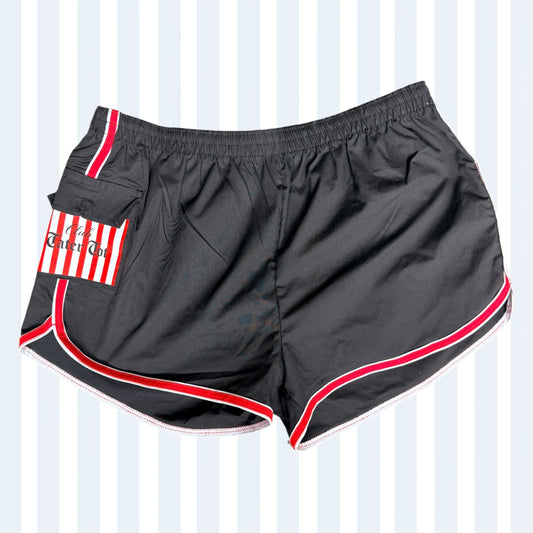 CTT Black Vintage Running Shorts with Stripe Pocket M