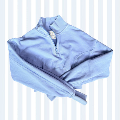CTT Periwinkle Blue Quarter-Zip Cropped Sweatshirt XS