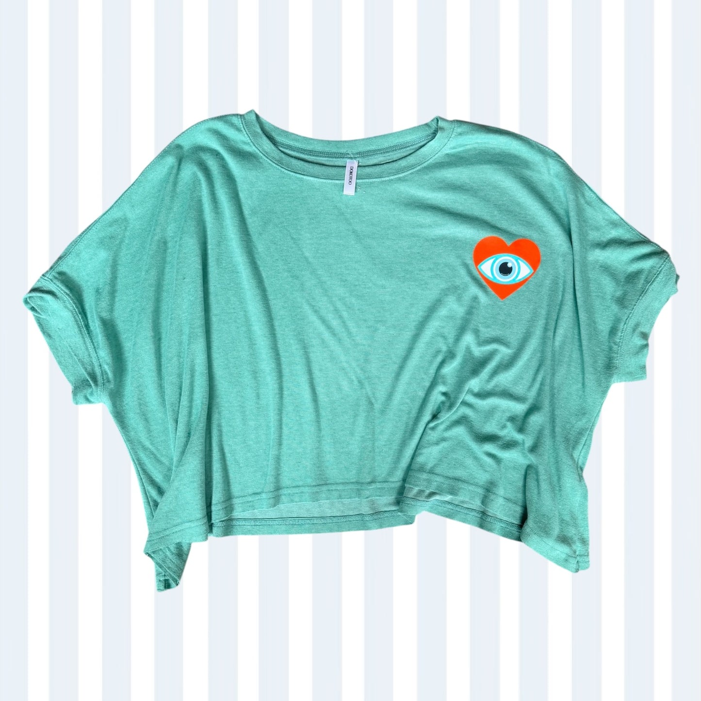 CTT Teal Evil Eye Heart Crop Tee M