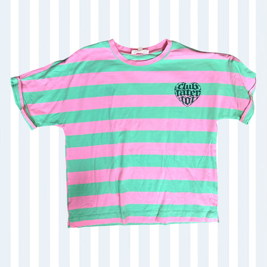 CTT Pink and Mint Green Striped Tee S