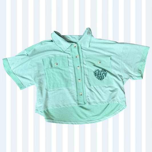 CTT Mint Green Button-Up Cropped Shirt L